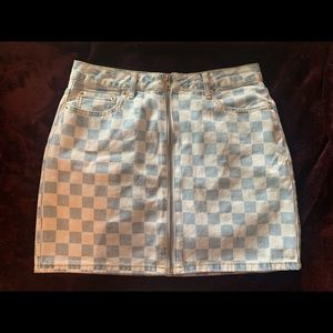 Denim checkerboard skirt!